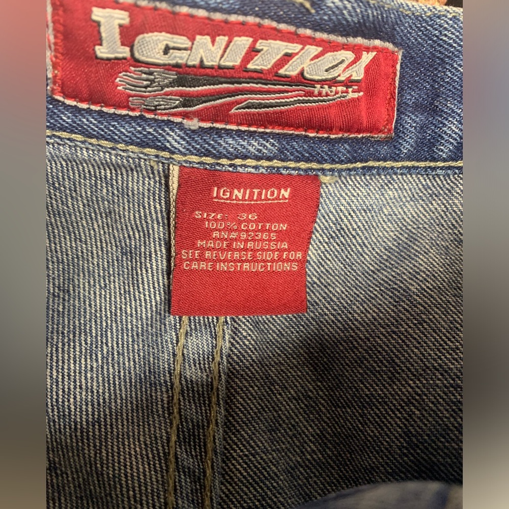 Vintage Ignition Skater Baggy Y2K Jean Embroidered Waves Shorts JNCO Inspired 36 - Picture 6 of 6